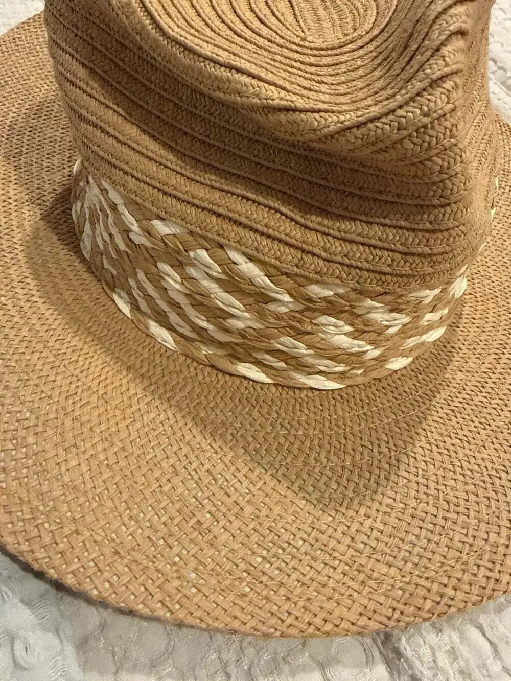 Joe's Jeans Women's Woven Paper Straw Fedora Sun Hat with Braided Band